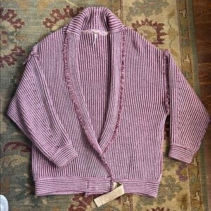 Free People Pink Striped Cardigan